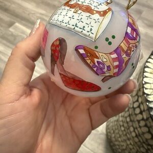 Dillards vintage glass Chic Hand-Painted Ornament with Red and Purple Accents